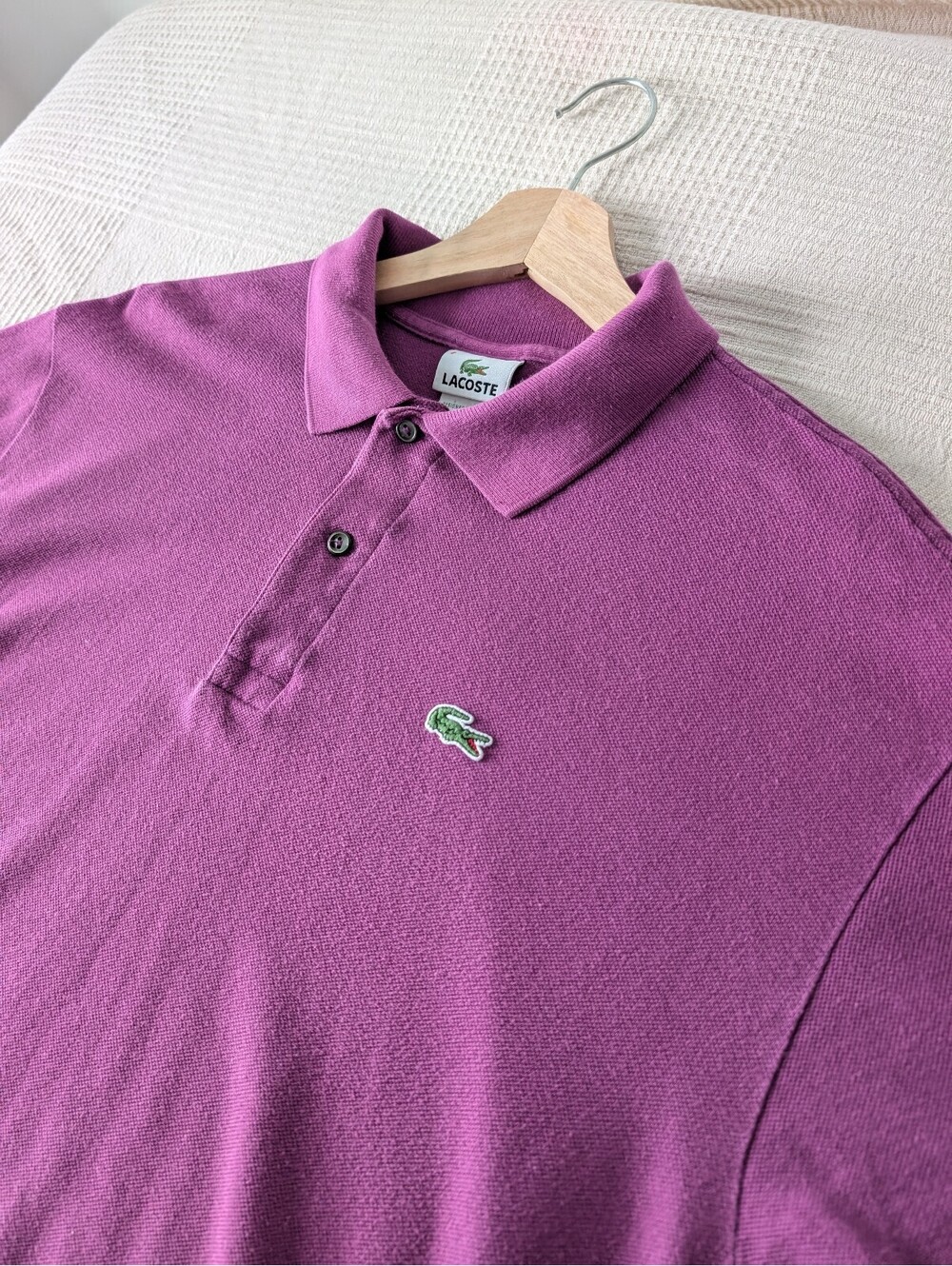Lacoste Classic Pique Polo Shirt Purple Magenta Preppy Casual Retro Mens XL